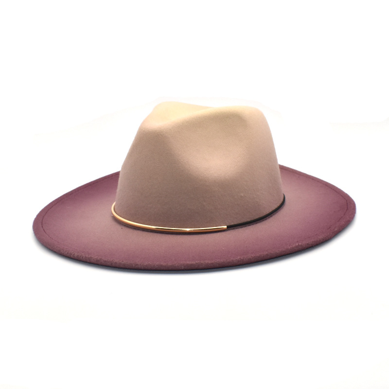 Fedora Hat Wool - Gradient Lớn Vành Len Vintage Cảm