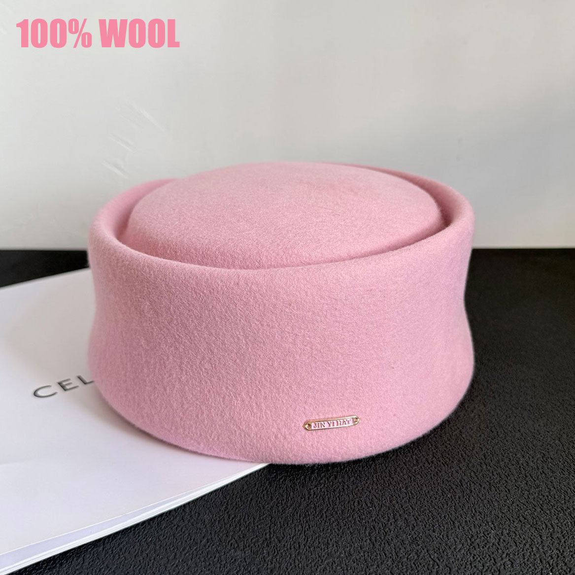 Beret French Wool - Fall Winter New 100% Pink Black
