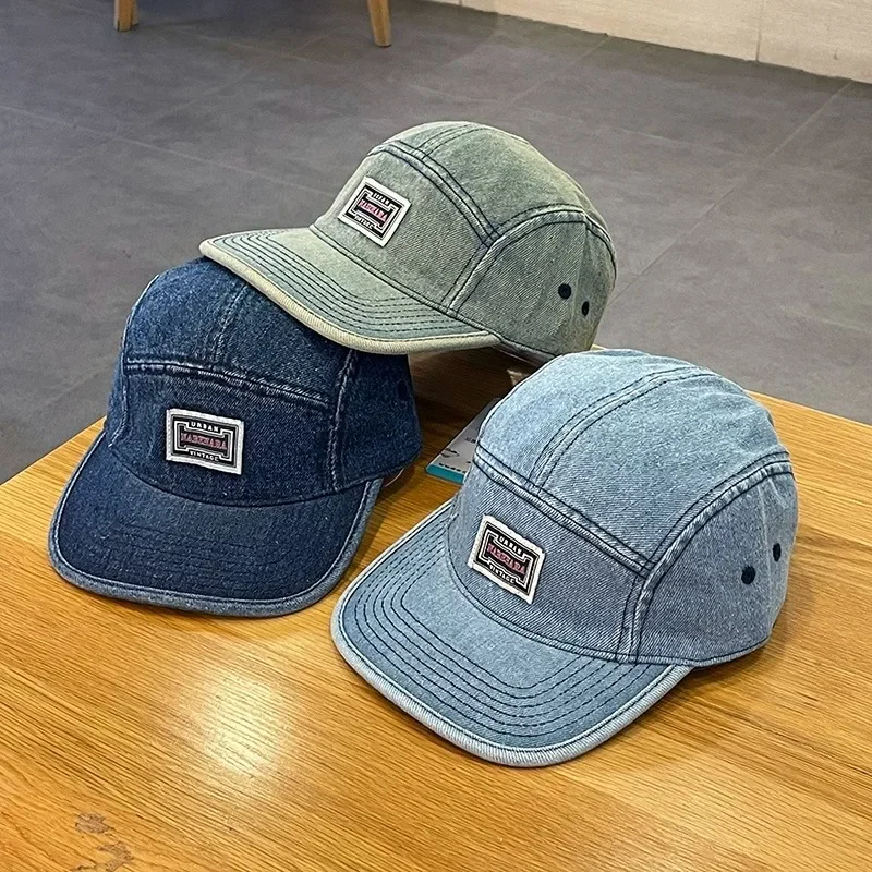 Corduroy Cap 5 Panel - Vintage Flat Brim Denim Baseball Caps