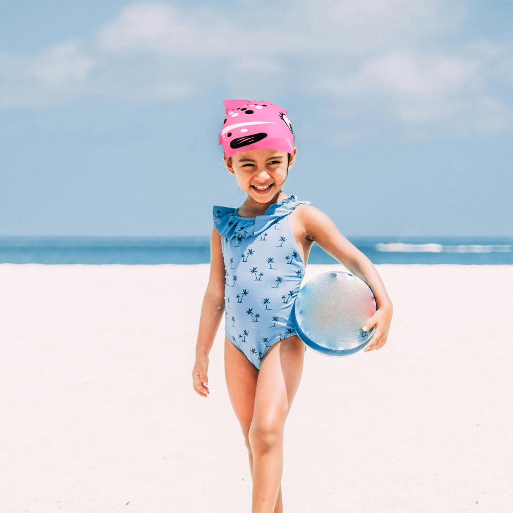 Swim Hat Silicone - 2Pcs Kids Cartoon Fish Silicone Swim