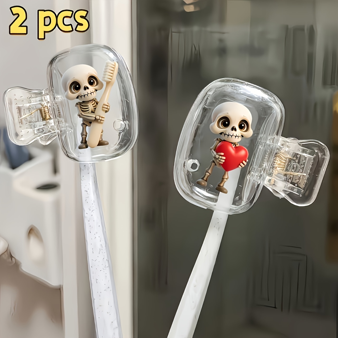 Skull Cap Helmet Liner - 2pcs Skull Portable Toothbrush Holder Case