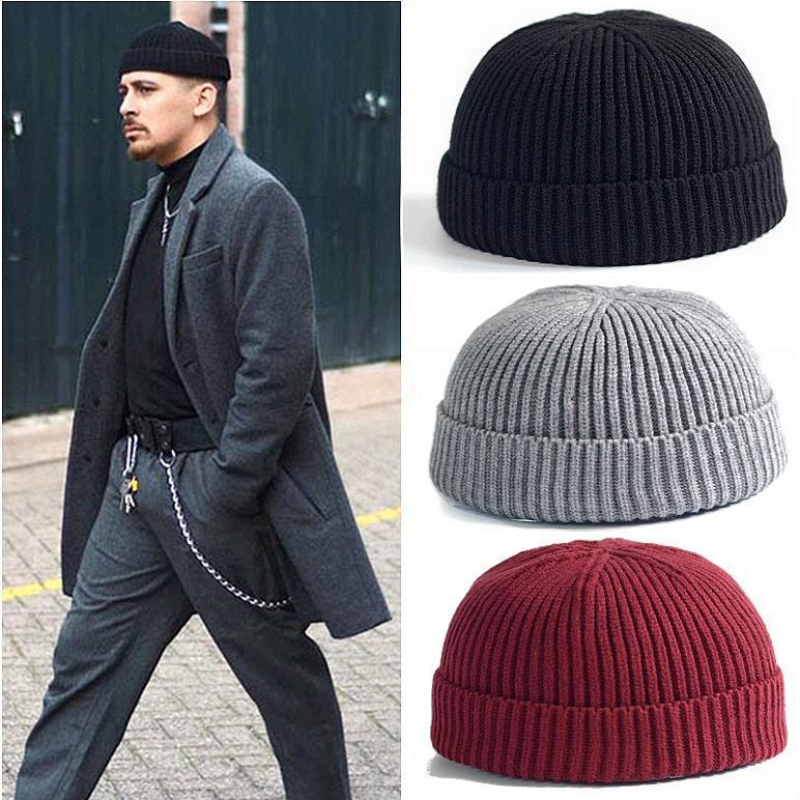 Beanie Cuffed Knit - Winter Knitted Hat Warm Outdoor Sport