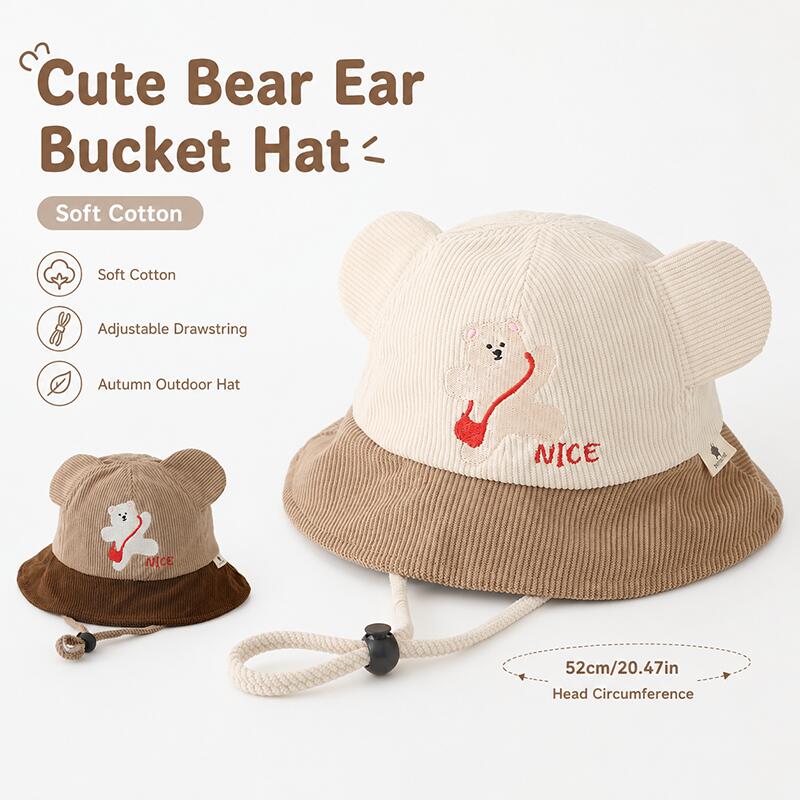 Bucket Hat Cotton - Kids Bear Ear Bucket Hat Soft