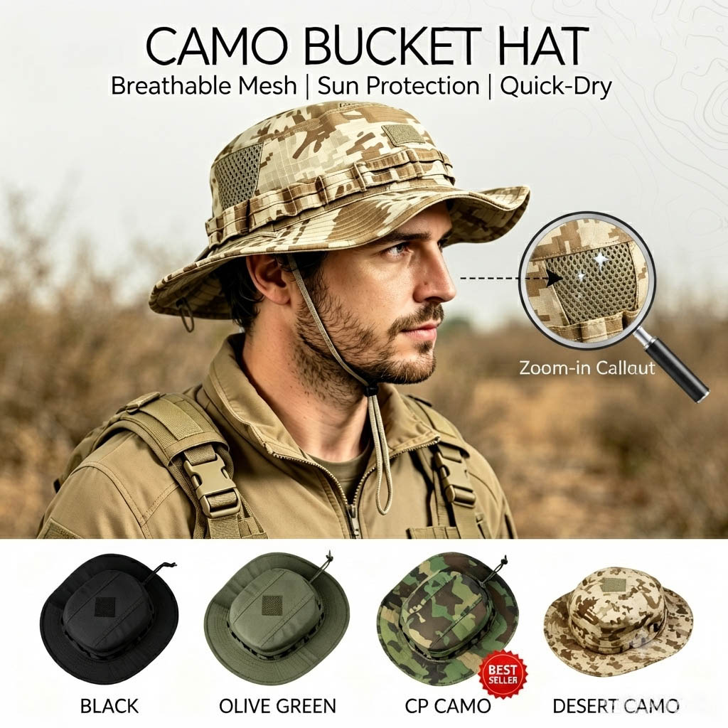 Boonie Hat Tactical - Tactical Boonie Hat for Men Sun