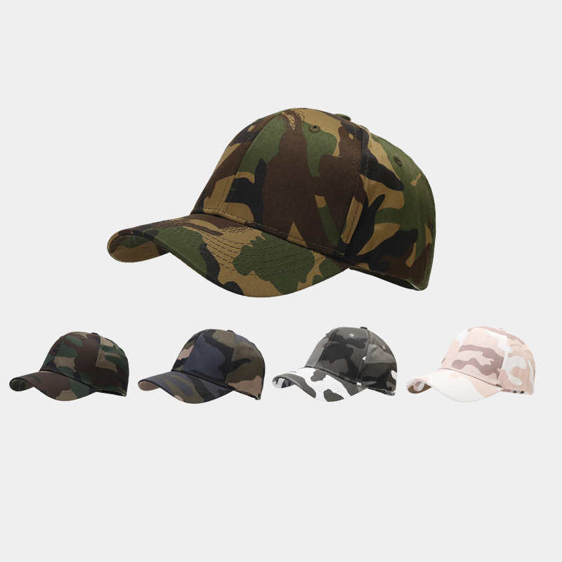 Dad Hat Cotton - Woodland Camouflage Baseball Cap Adjustable Cotton