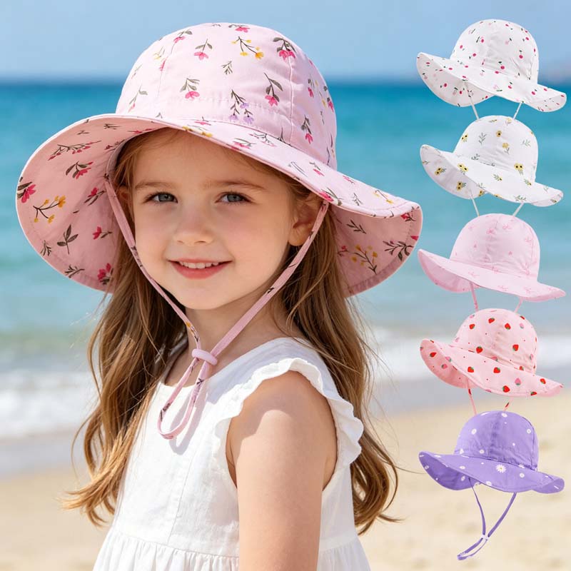 Bucket Hat Cotton - 2026 Kids Girl Hats Summer Print