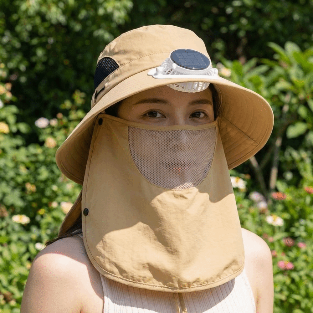 Sun Hat Wide Brim - Portable Solar Rechargeable Fan Hat Adjustable
