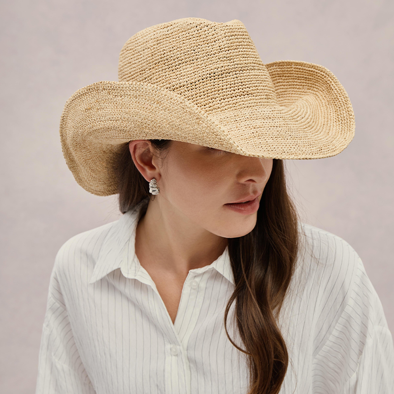 Cowboy Hat Straw - Premium Raffia Straw Hat Luxury Handcrafted