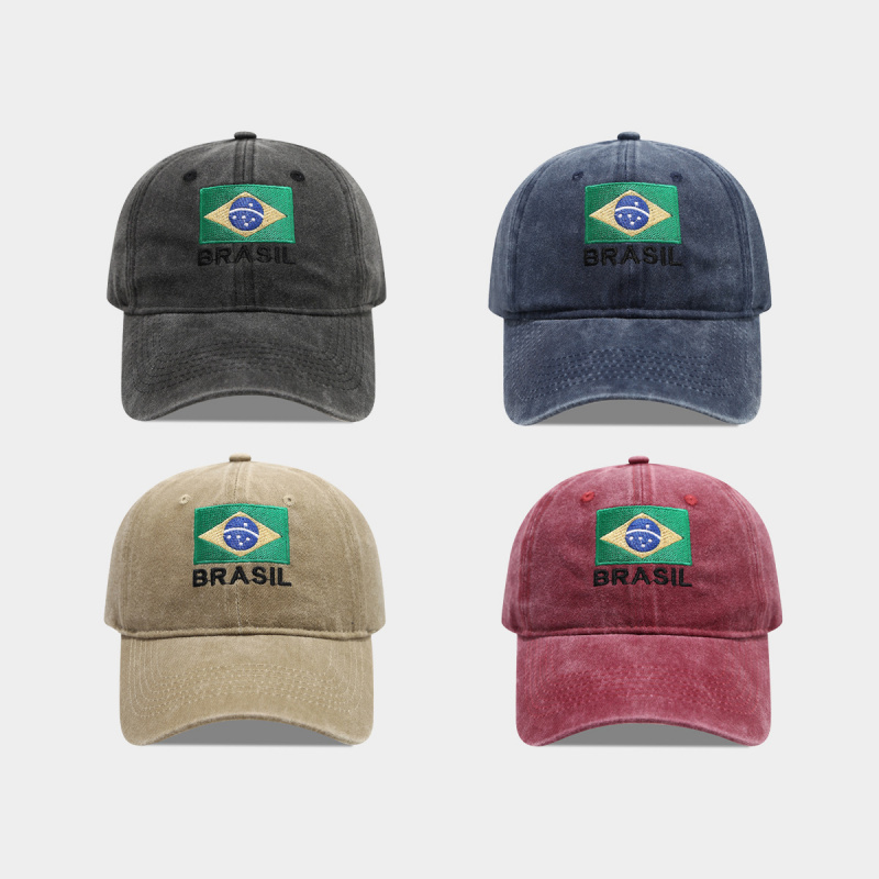 Dad Hat Cotton - Vintage Brazil Flag BRASIL Letter Embroidered