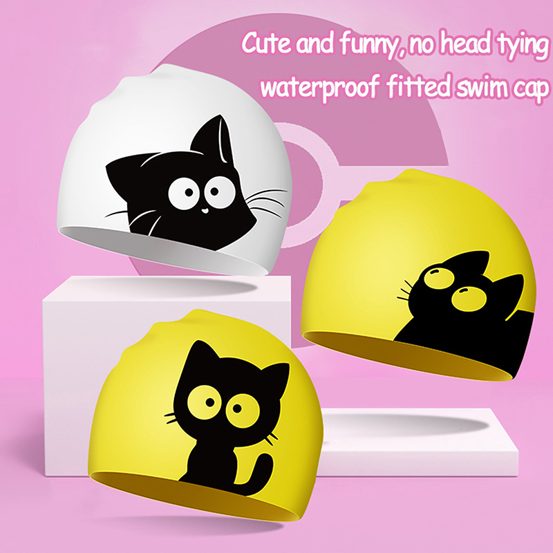 Cute Cat Swimming Cap For Long - đánh giá và giá Swim Hat Silicone