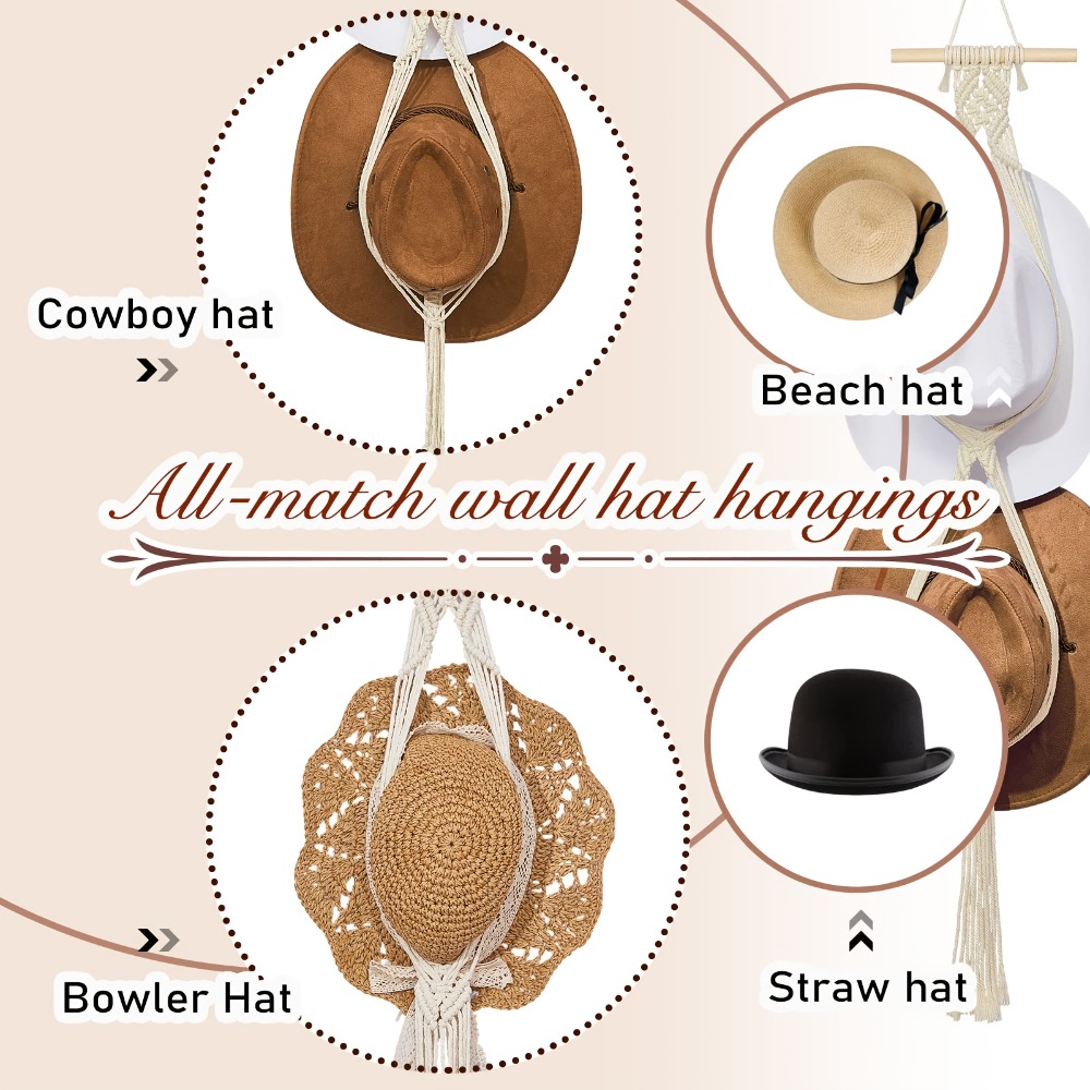 Bohemian Macrame Hat Hanger Ha - đánh giá và giá Sun Hat Wide Brim