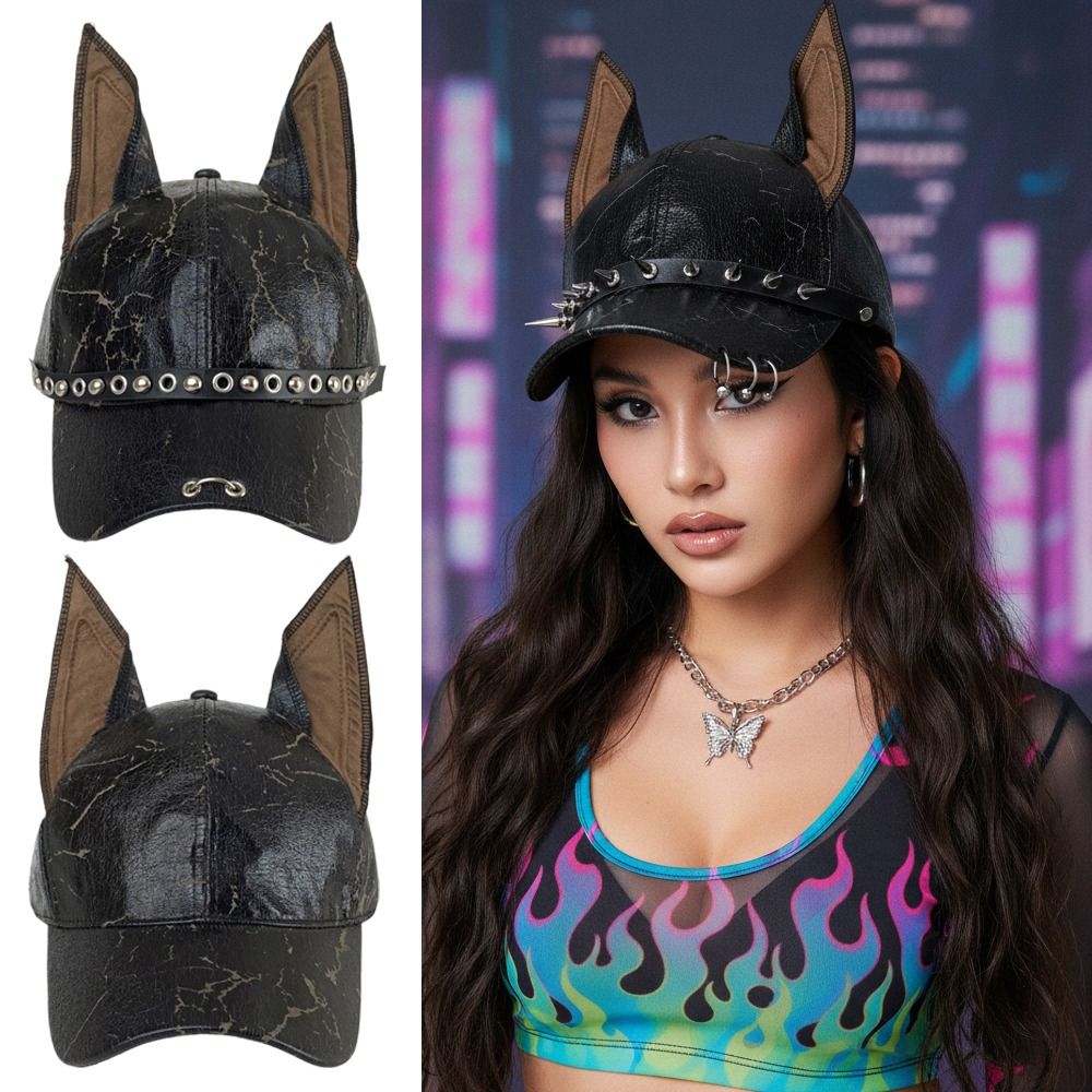 Fashion Punk Doberman Dog Ears - đánh giá và giá Baseball Cap Structured