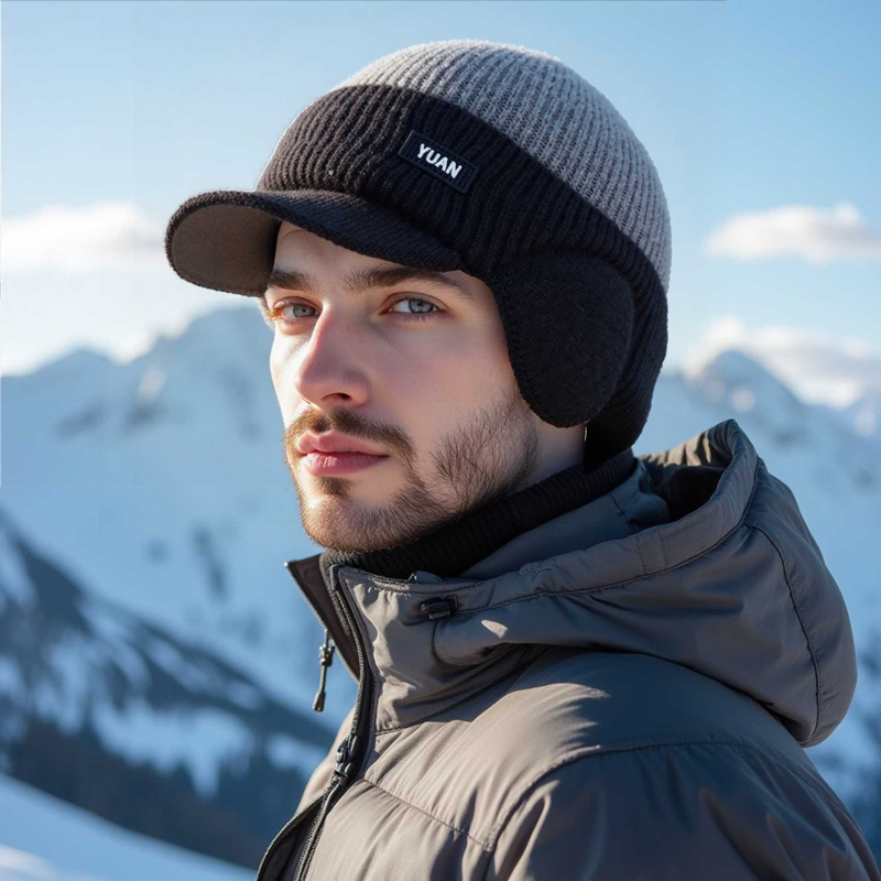 Dual-Tone Knit Baseball Cap- O - đánh giá và giá Trapper Hat Ear Flap